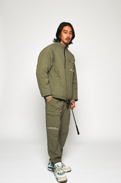 STRAIGHT QUILT PUFFER PANTS KHAKI