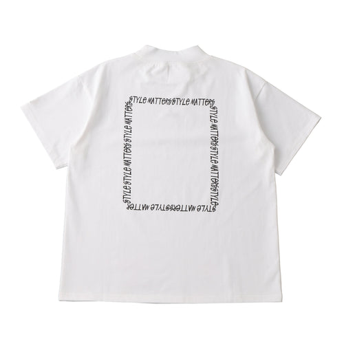 SQUARE LOGO MOCK NECK T-SHIRT WHITE