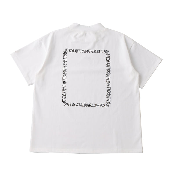 SQUARE LOGO MOCK NECK T-SHIRT WHITE