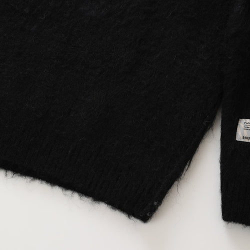 Mohair Crew Knit Pullover Black