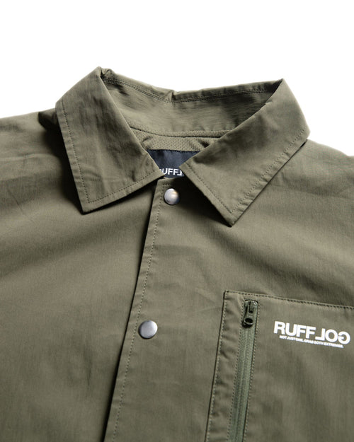 Stretch Nylon Coach Jacket Khaki