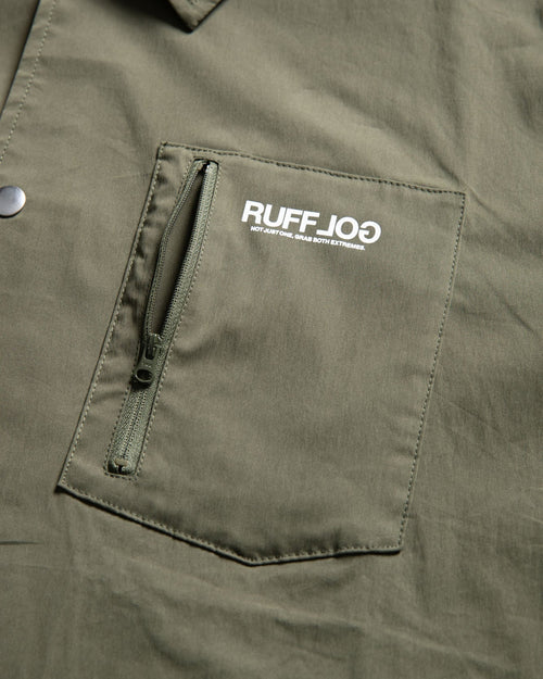 Stretch Nylon Coach Jacket Khaki