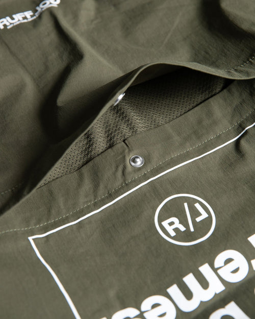 Stretch Nylon Coach Jacket Khaki