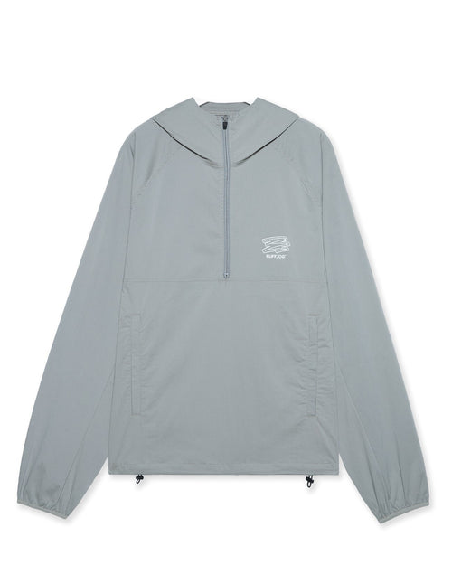 Stretch Nylon Fill-in Logo Anorak Gray Beige