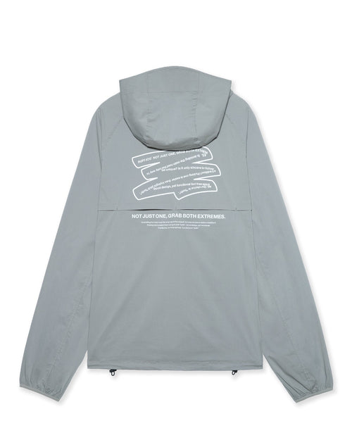 Stretch Nylon Fill-in Logo Anorak Gray Beige