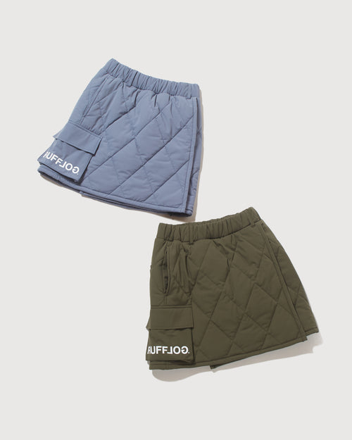 STRAIGHT QUILT PUFFER SKIRT KHAKI