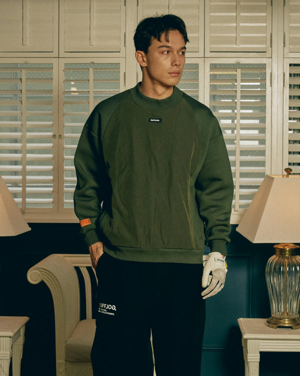 QUILT MOCK NECK PULLOVER