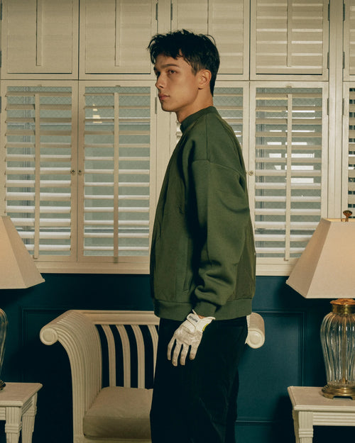 QUILT MOCK NECK PULLOVER