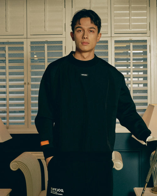 QUILT MOCK NECK PULLOVER