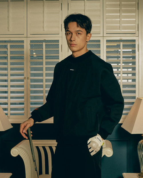 QUILT MOCK NECK PULLOVER