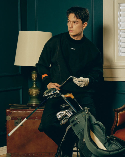 QUILT MOCK NECK PULLOVER