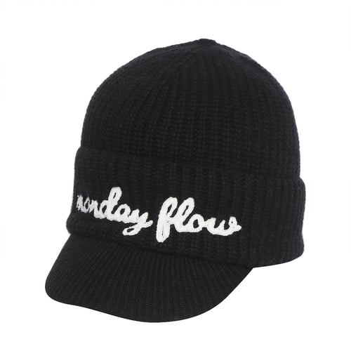 Real fur wool knit cap