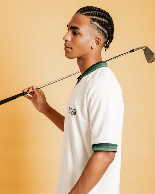 Tri-Collar Pile Mesh Polo Off White
