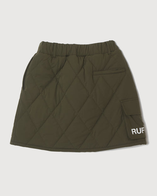 STRAIGHT QUILT PUFFER SKIRT KHAKI
