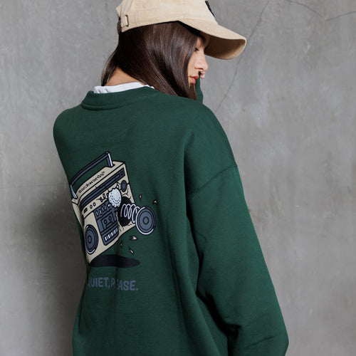 Boom Box Back Print Sweat Crew
