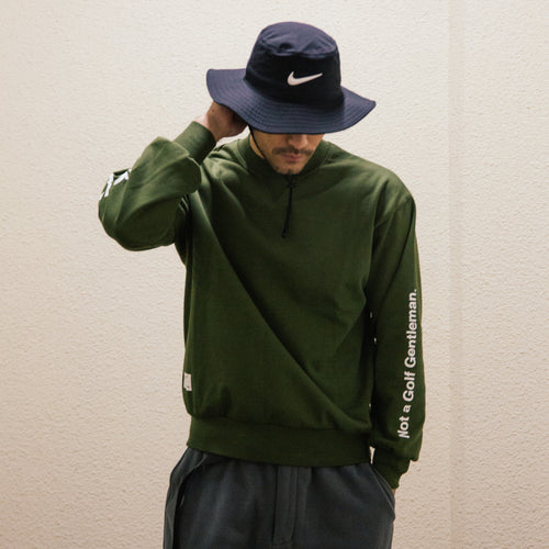 #ACTIVE MOCK NECKN SWEAT GREEN