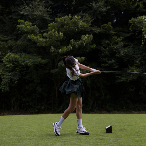 [WOMEN] #THUNDER STRIPES ADJUSTABLE SKIRT GREEN