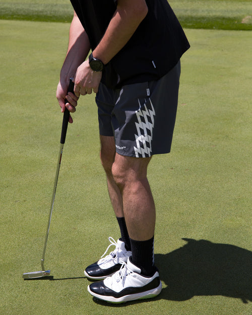 #THUNDER STRIPES ADJUSTABLE SHORT GRAY
