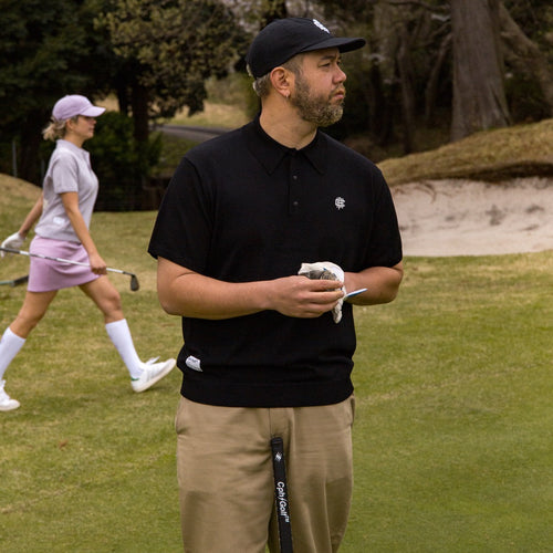 #OVERLAP LOGO FLAT VISOR CAP BLACK