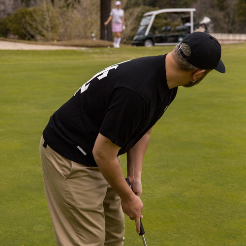 #OVERLAP LOGO FLAT VISOR CAP BLACK