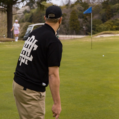 #OVERLAP LOGO FLAT VISOR CAP BLACK