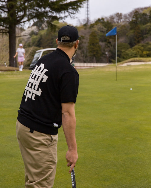 #OVERLAP LOGO FLAT VISOR CAP BLACK