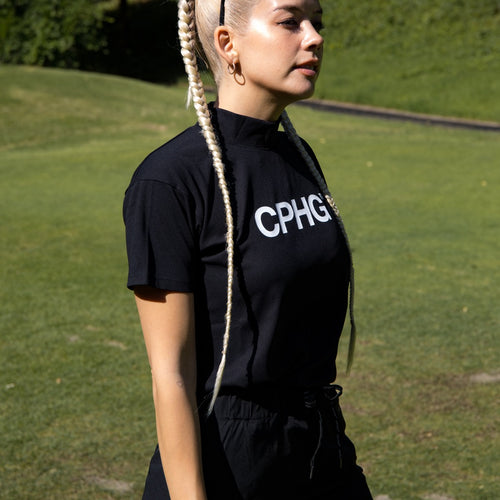 #CPHG MADEMOISELLE MOCK NECK TEE BLACK