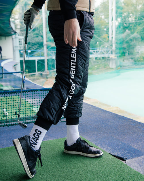 #FRONT QUILTED ADJUSTABLE PANTS BLACK/BLACK