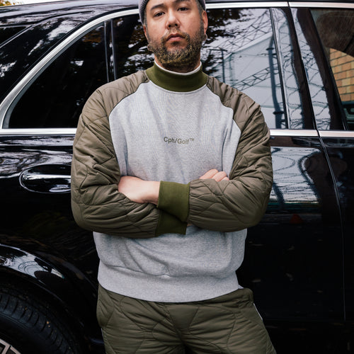 #QUILTED ARM PULLOVER L.GRAY/KHAKI