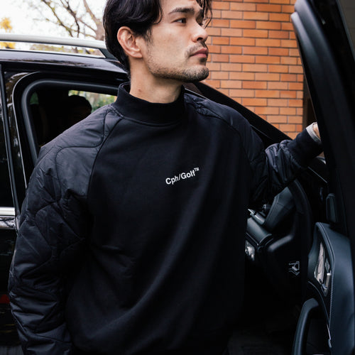 #QUILTED ARM PULLOVER BLACK/BLACK