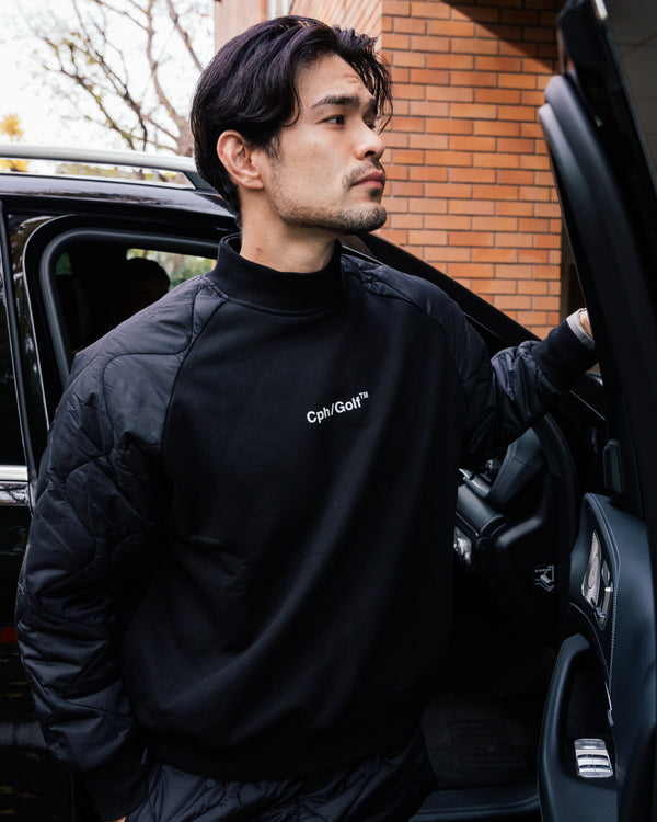 #QUILTED ARM PULLOVER BLACK/BLACK