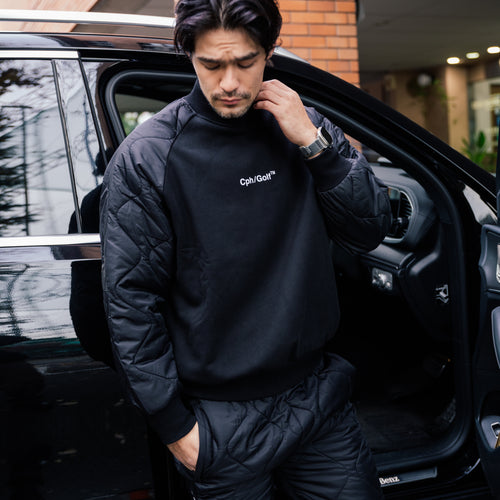 #QUILTED ARM PULLOVER BLACK/BLACK