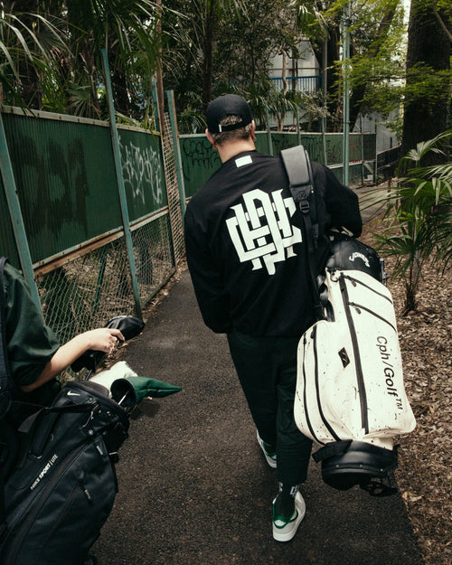 #OVERLAP LOGO NO COLLAR JACKET BLACK