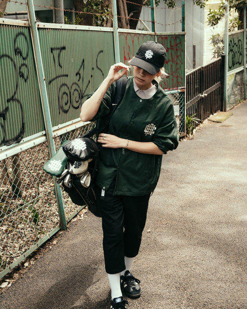 #OVERLAP LOGO NO COLLAR JACKET WM GREEN