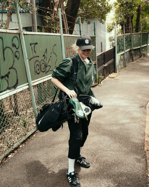 #OVERLAP LOGO NO COLLAR JACKET WM GREEN