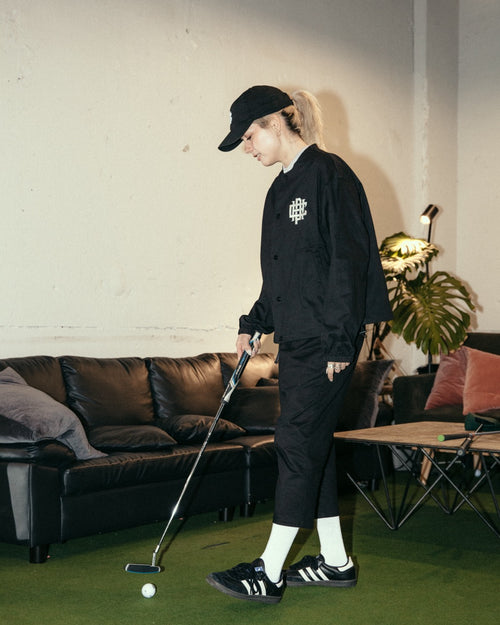 #OVERLAP LOGO NO COLLAR JACKET WM BLACK
