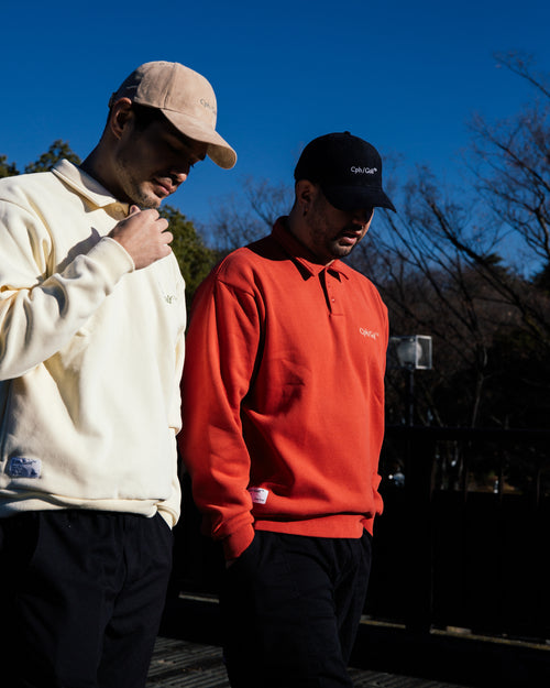 #DIGNIFIED LOGO FLEECE PULLOVER L/S POLO CREAM