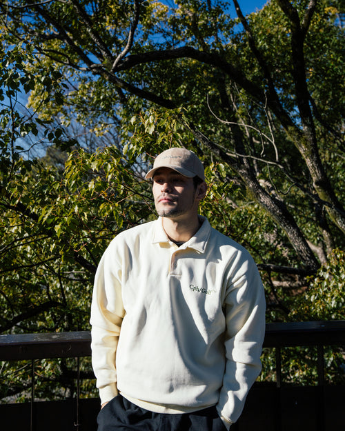 #DIGNIFIED LOGO FLEECE PULLOVER L/S POLO CREAM