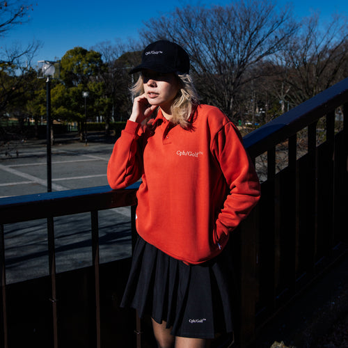 [WOMEN]#DIGNIFIED LOGO FLEECE PULLOVER L/S POLO RED