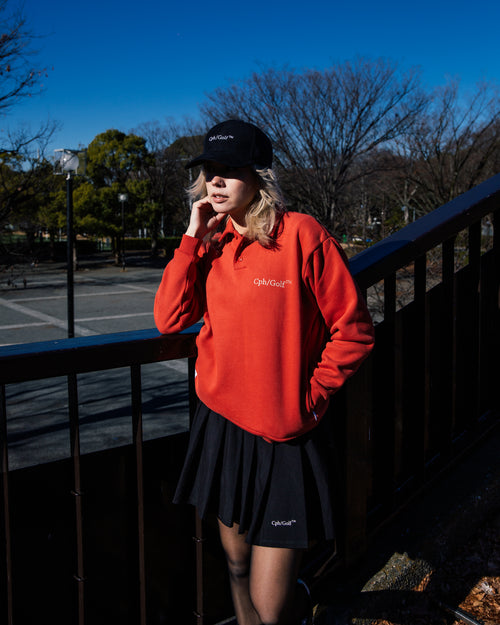 [WOMEN]#DIGNIFIED LOGO FLEECE PULLOVER L/S POLO RED