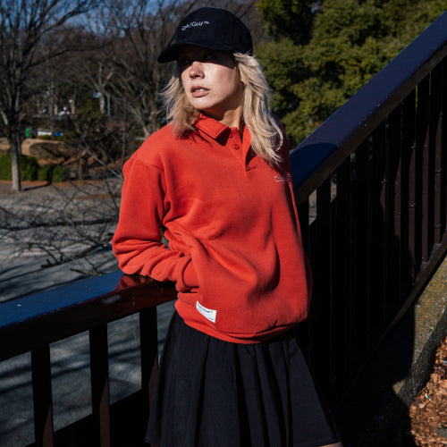 [WOMEN]#DIGNIFIED LOGO FLEECE PULLOVER L/S POLO RED