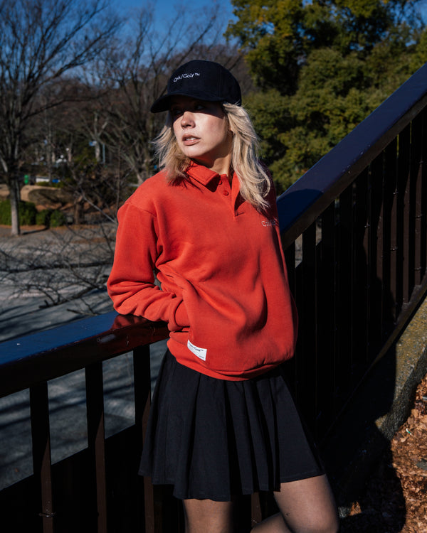 [WOMEN]#DIGNIFIED LOGO FLEECE PULLOVER L/S POLO RED