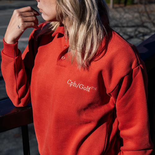 [WOMEN]#DIGNIFIED LOGO FLEECE PULLOVER L/S POLO RED