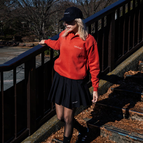 [WOMEN]#DIGNIFIED LOGO FLEECE PULLOVER L/S POLO RED