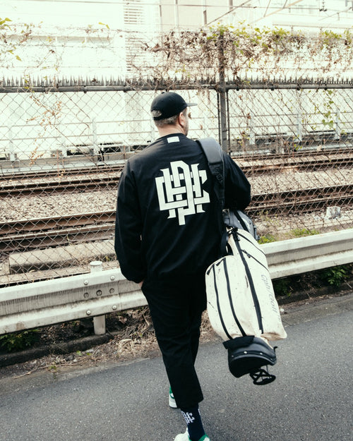 #OVERLAP LOGO NO COLLAR JACKET BLACK