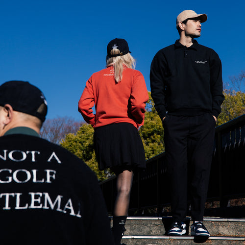 #DIGNIFIED LOGO FLEECE PULLOVER L/S POLO BLACK