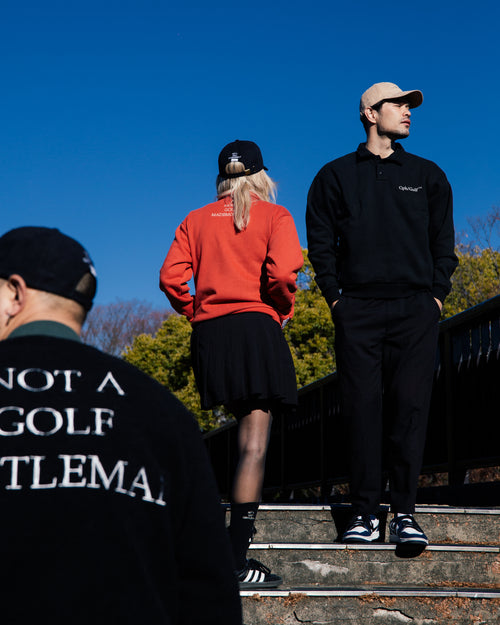 #DIGNIFIED LOGO FLEECE PULLOVER L/S POLO BLACK