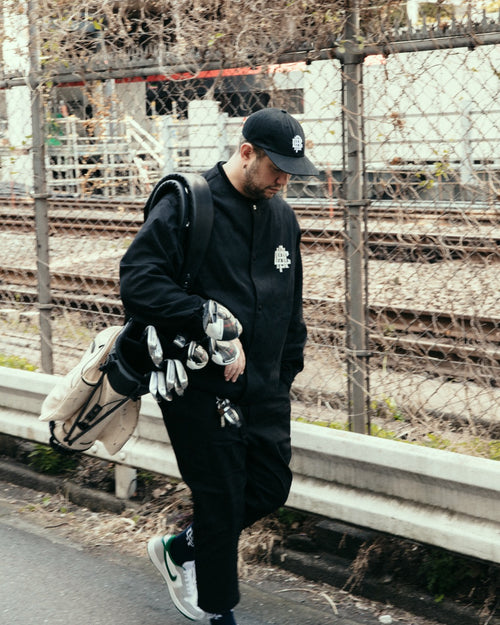#OVERLAP LOGO NO COLLAR JACKET BLACK