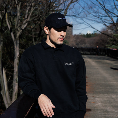 #DIGNIFIED LOGO FLEECE PULLOVER L/S POLO BLACK