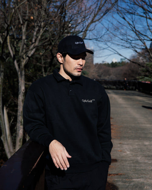 #DIGNIFIED LOGO FLEECE PULLOVER L/S POLO BLACK